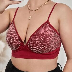 ❤️3x$20 NWT SHEIN SXY Plus Size Rhinestone Beaded Crop Cami Top